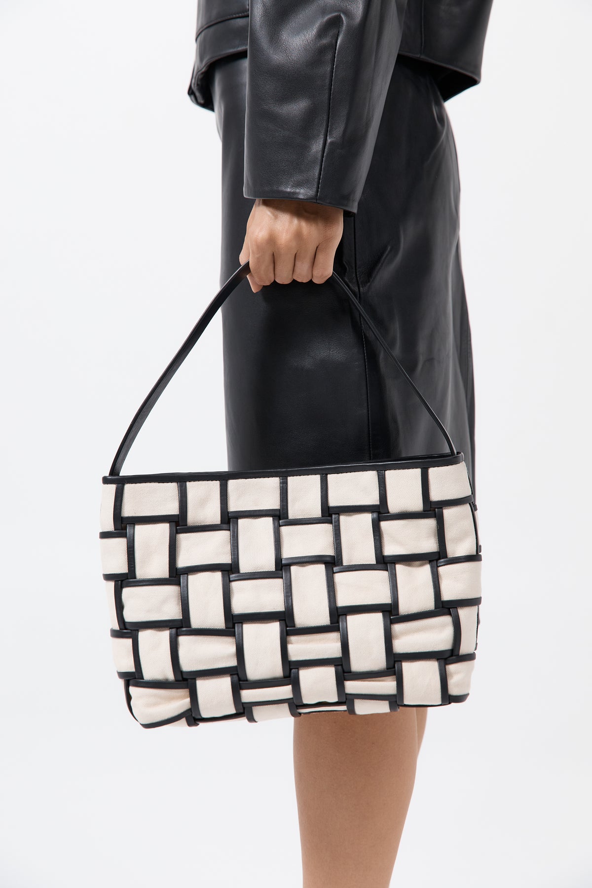 Border Woven Mini Tote - Canvas