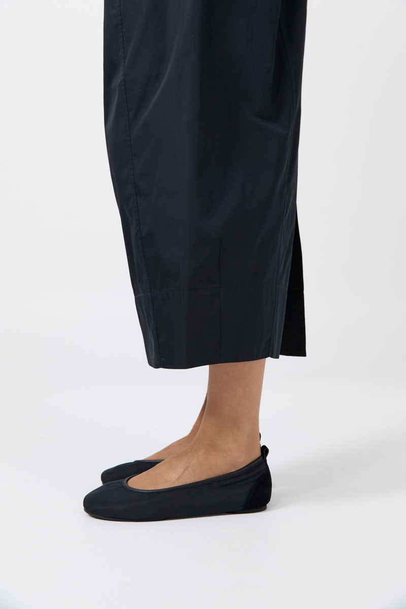 Satin Ballet Flat - Black