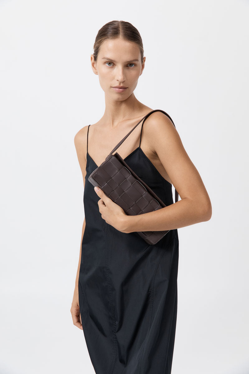 Woven East West Bag - Coffee