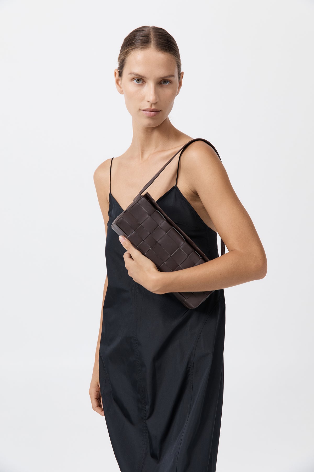 Woven East West Bag - Coffee