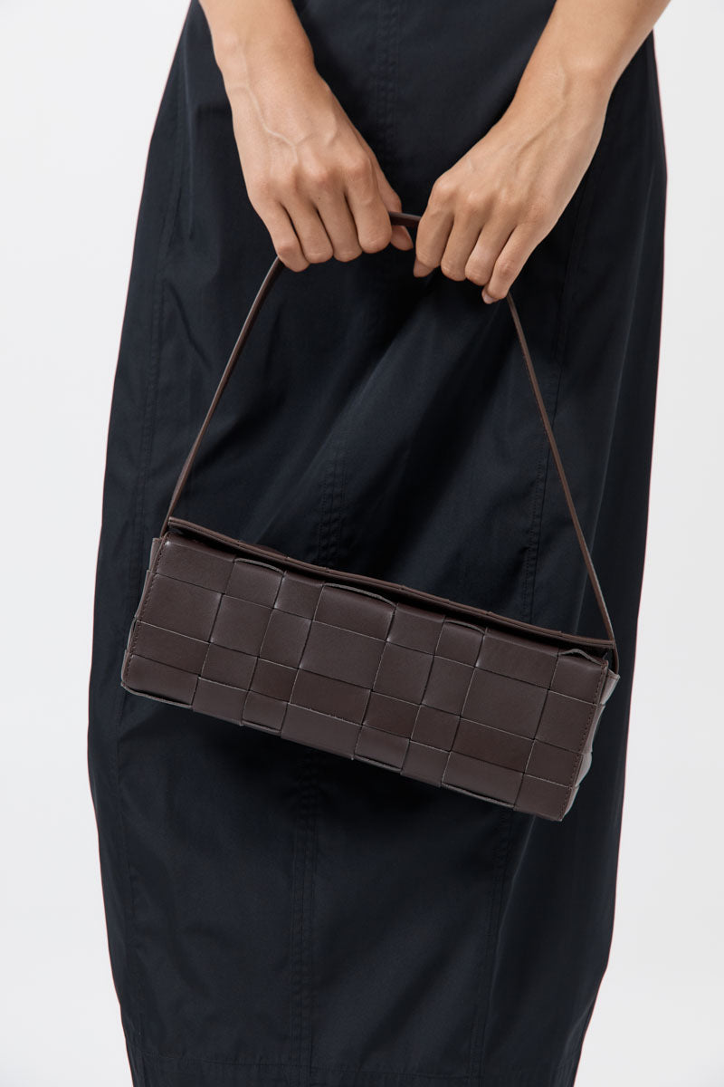 Woven East West Bag - Coffee
