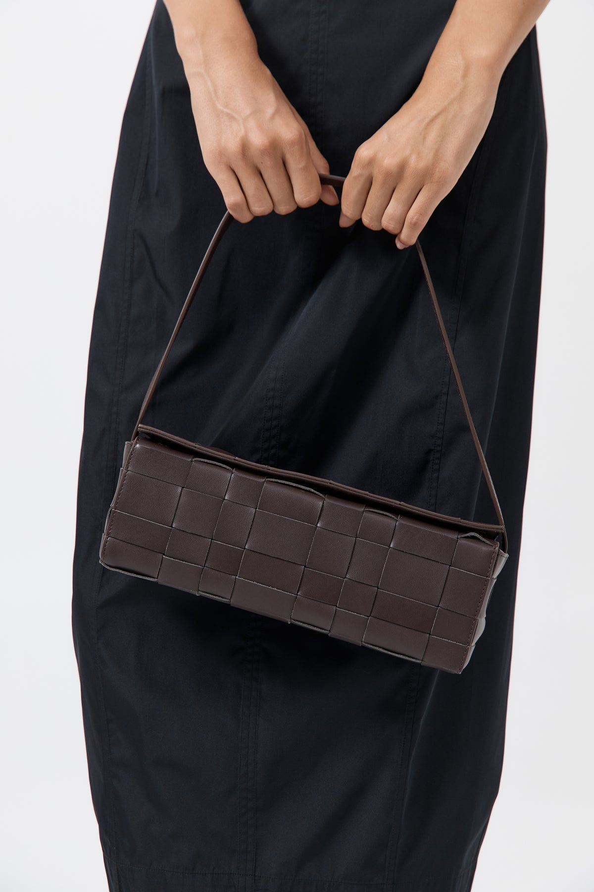 Woven East West Bag - Coffee