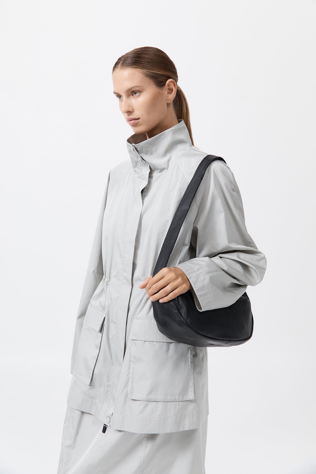 Perforated Crescent Bag - Black