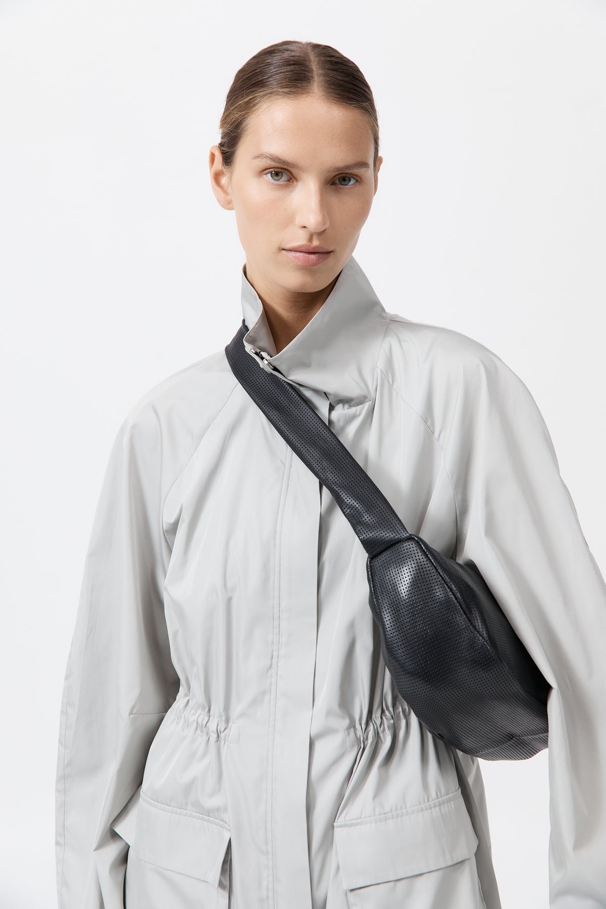 Perforated Crescent Bag - Black