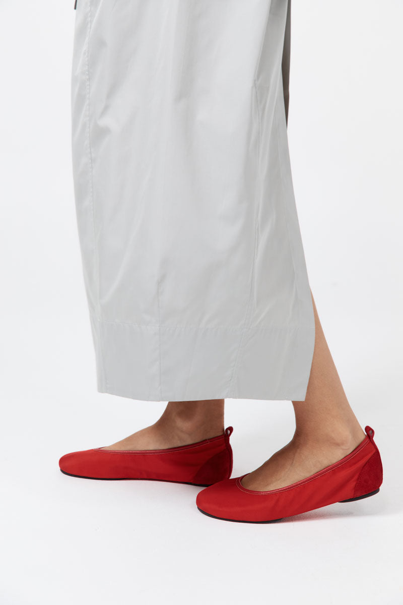 Satin Ballet Flat - Rosso