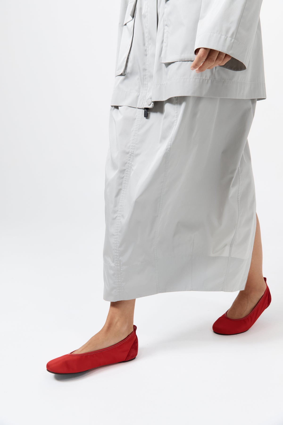Satin Ballet Flat - Rosso