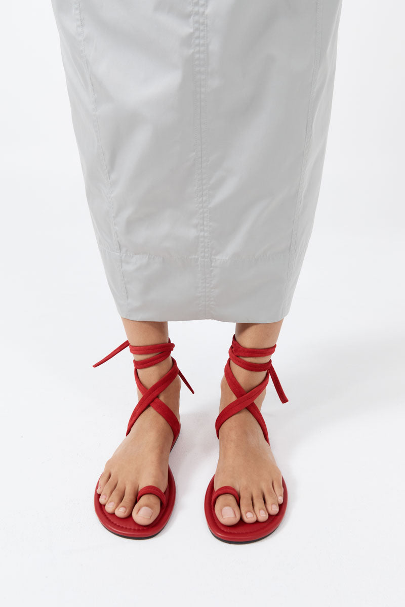 Tie Up Flat - Rosso