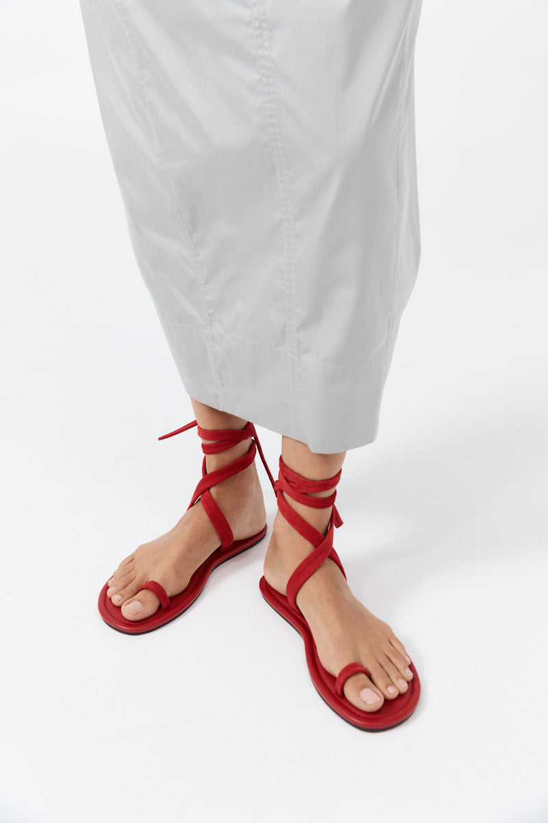 Tie Up Flat - Rosso