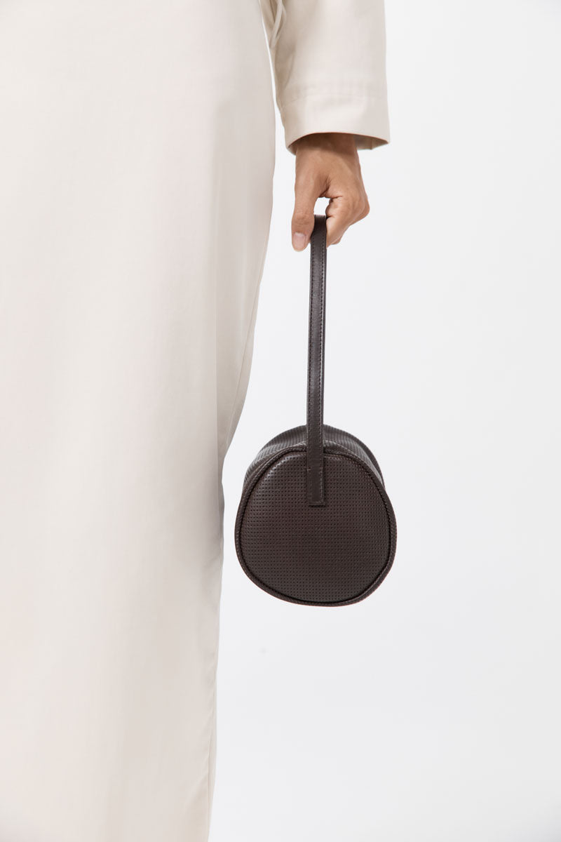 Perforated Connolo Shoulder Bag - Coffee