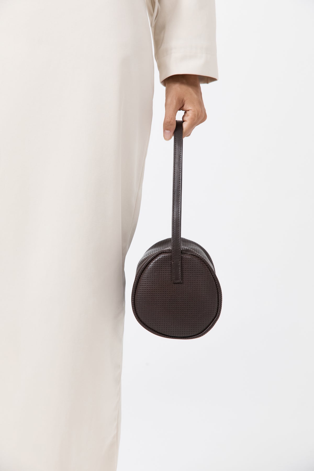 Perforated Connolo Shoulder Bag - Coffee