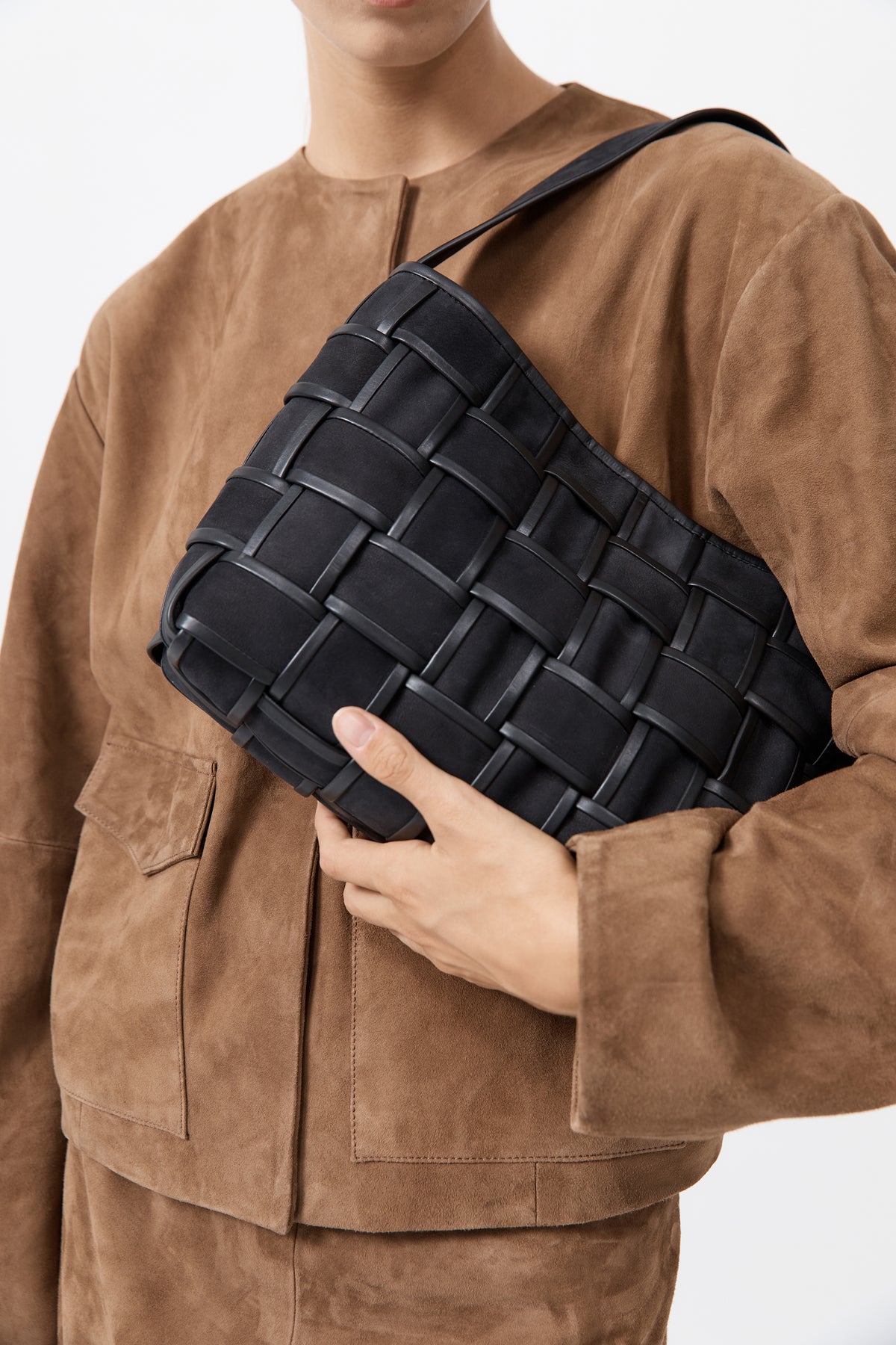 Border Woven Mini Tote - Black