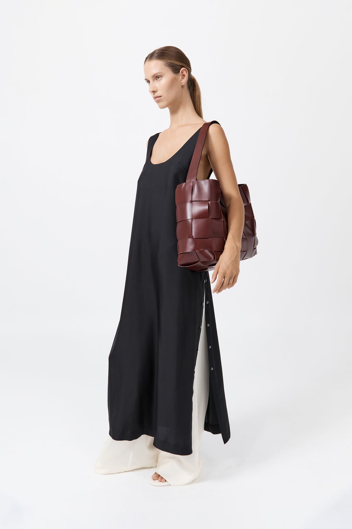 Woven Large Tote - Plum