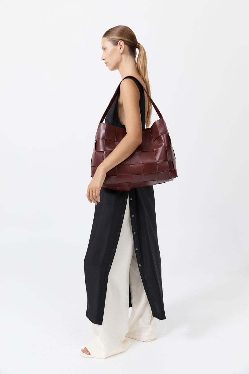 Woven Large Tote - Plum