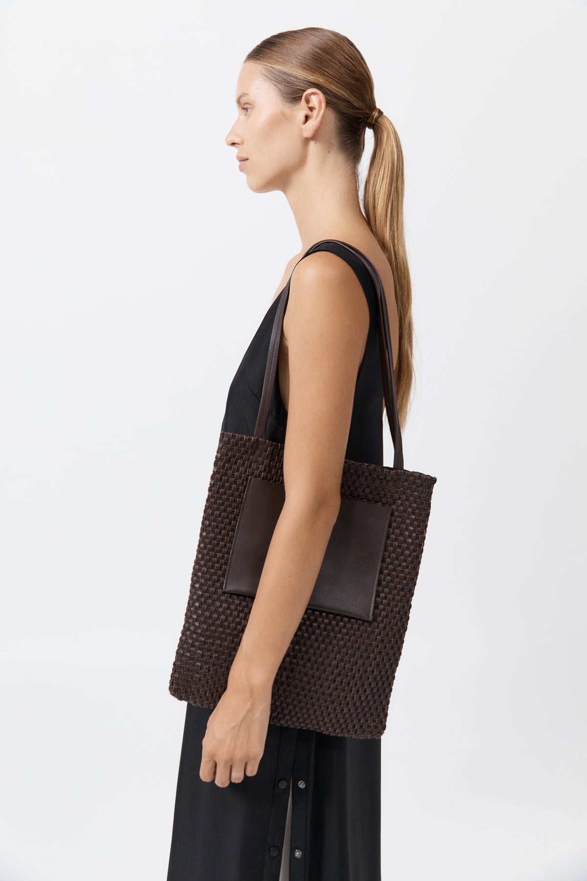 Lattice Contrast Tote - Coffee