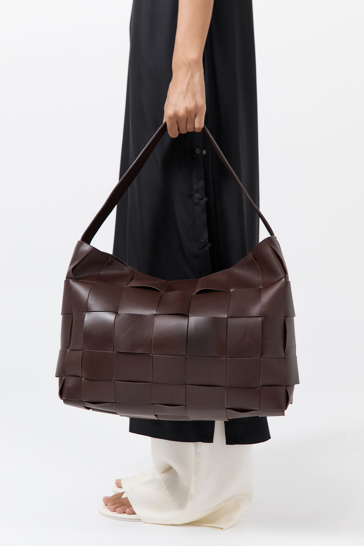 Woven Large Tote - Chocolate