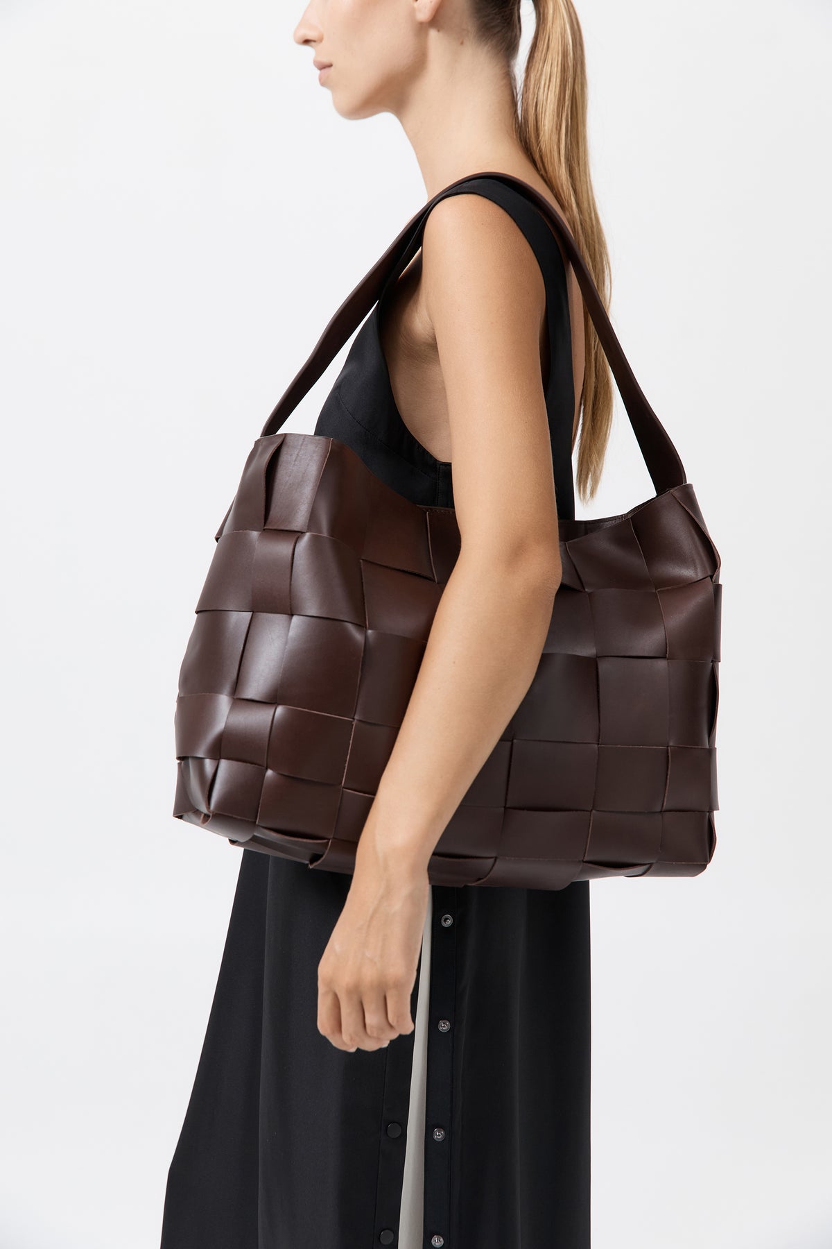 Woven Large Tote - Chocolate