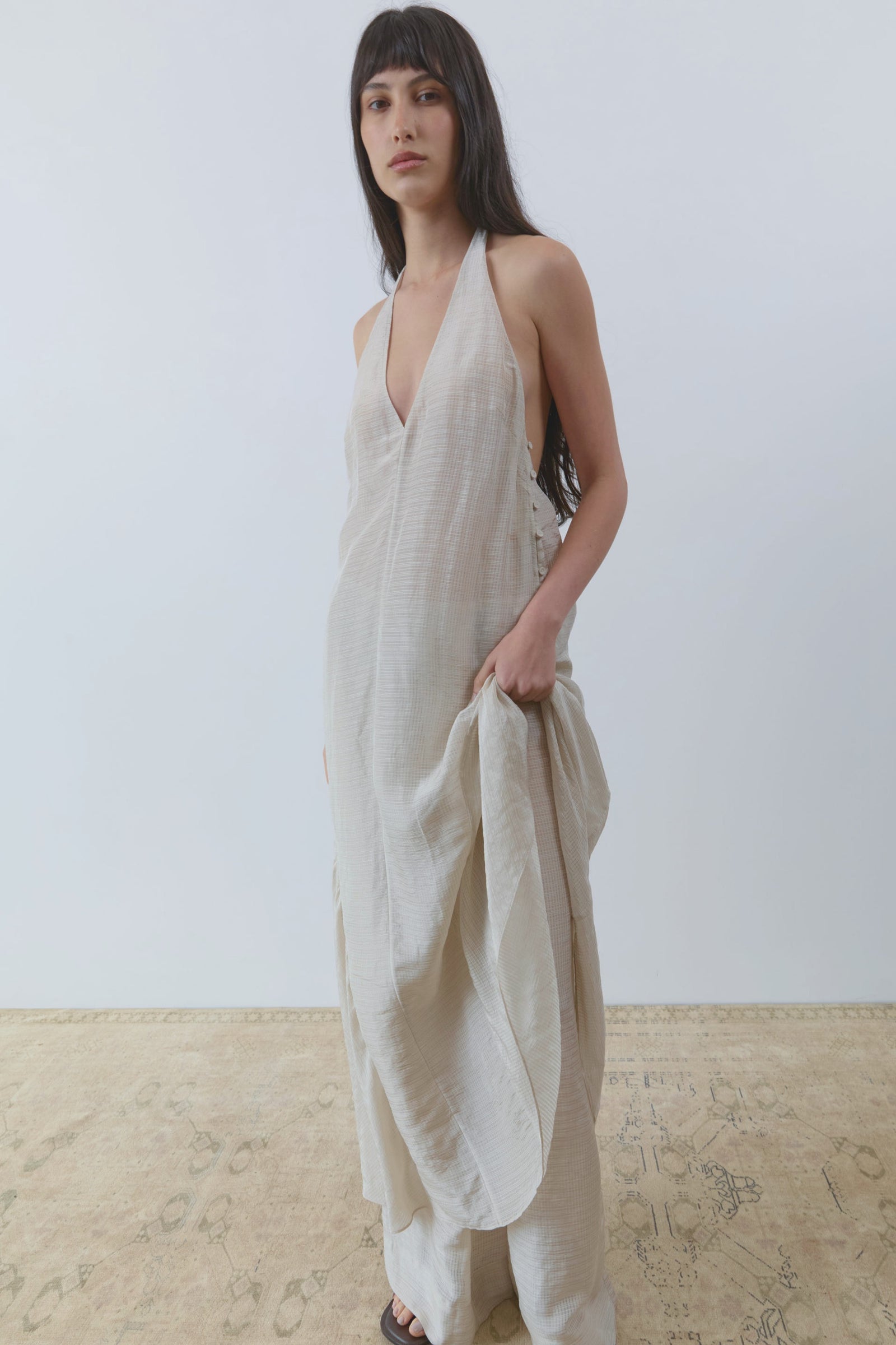 Woven Check Relaxed Pants - Soft Ash