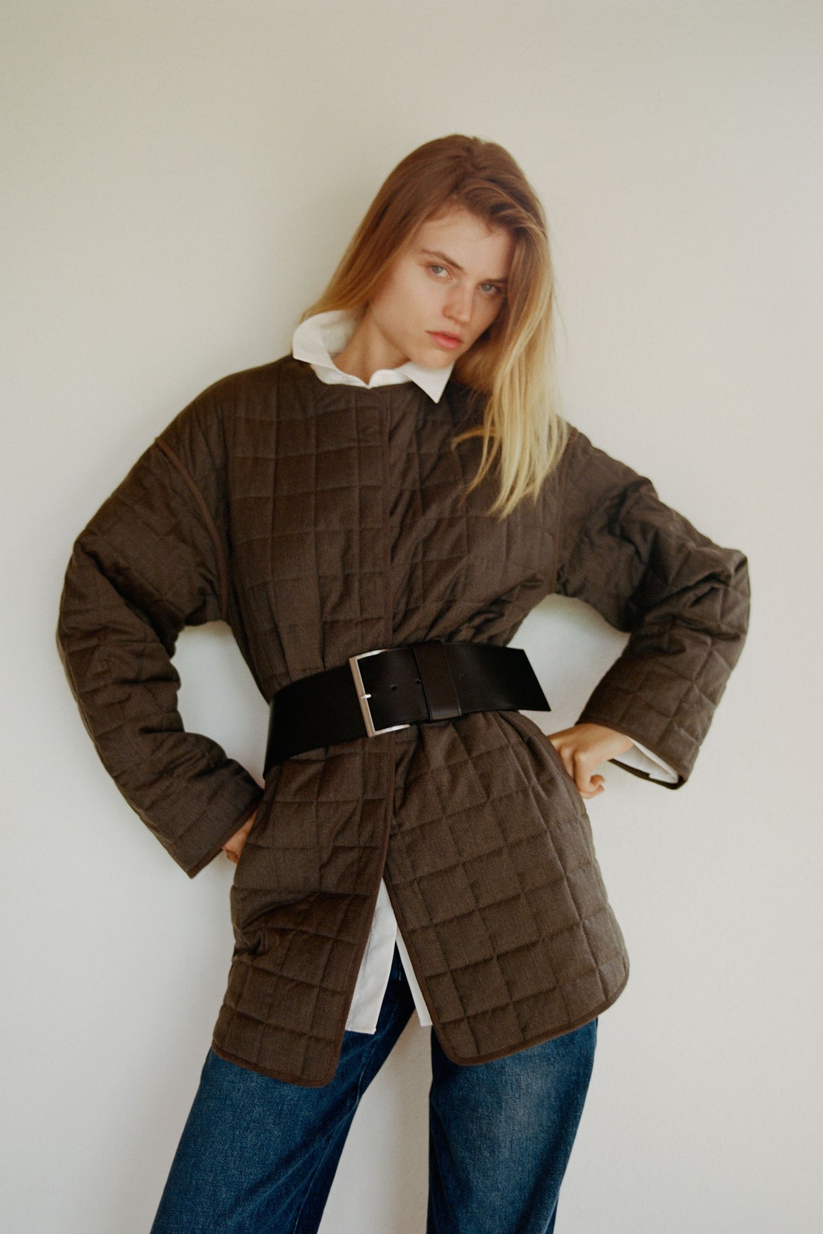 Wool Stitched Pillow Jacket - Mulch