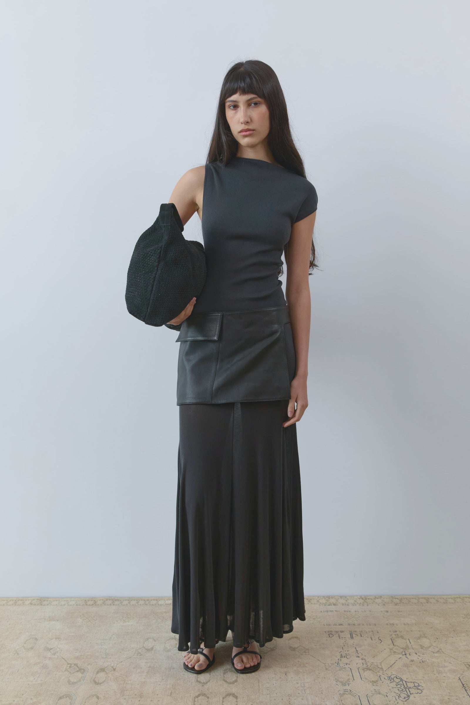 Fine Jersey Circle Hem Dress - Charcoal