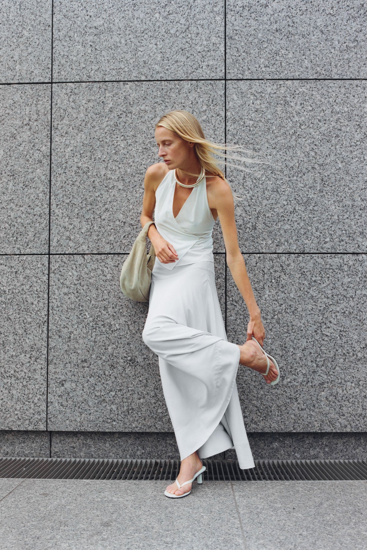 Fluid Circle Hem Skirt - Silver