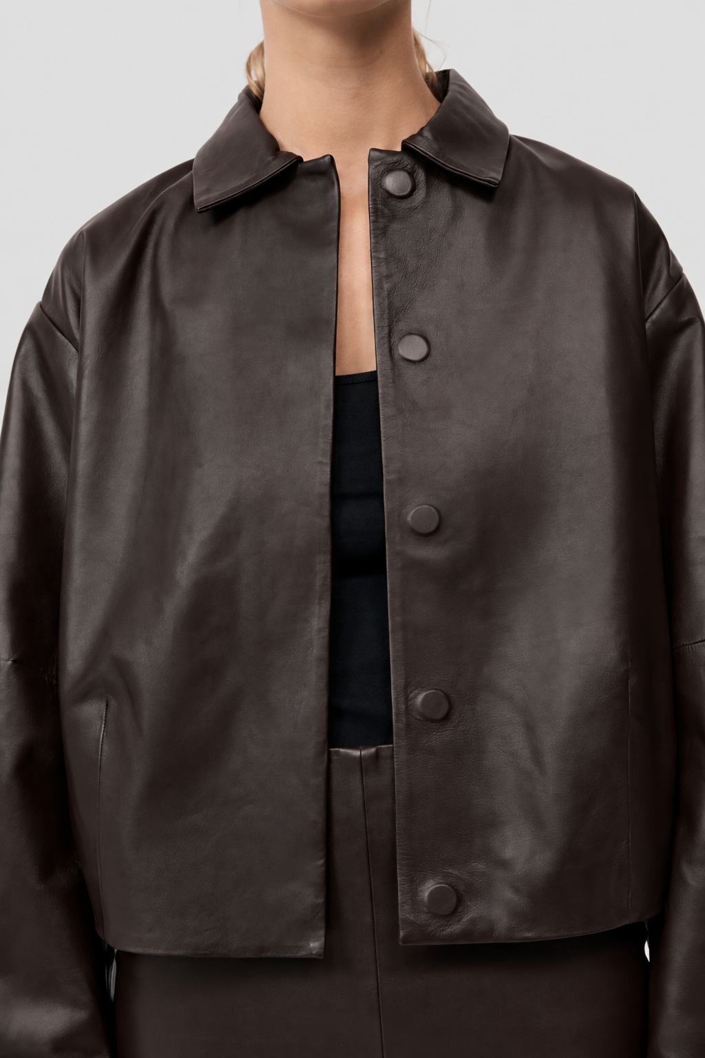 Cocoon Leather Jacket - Chocolate