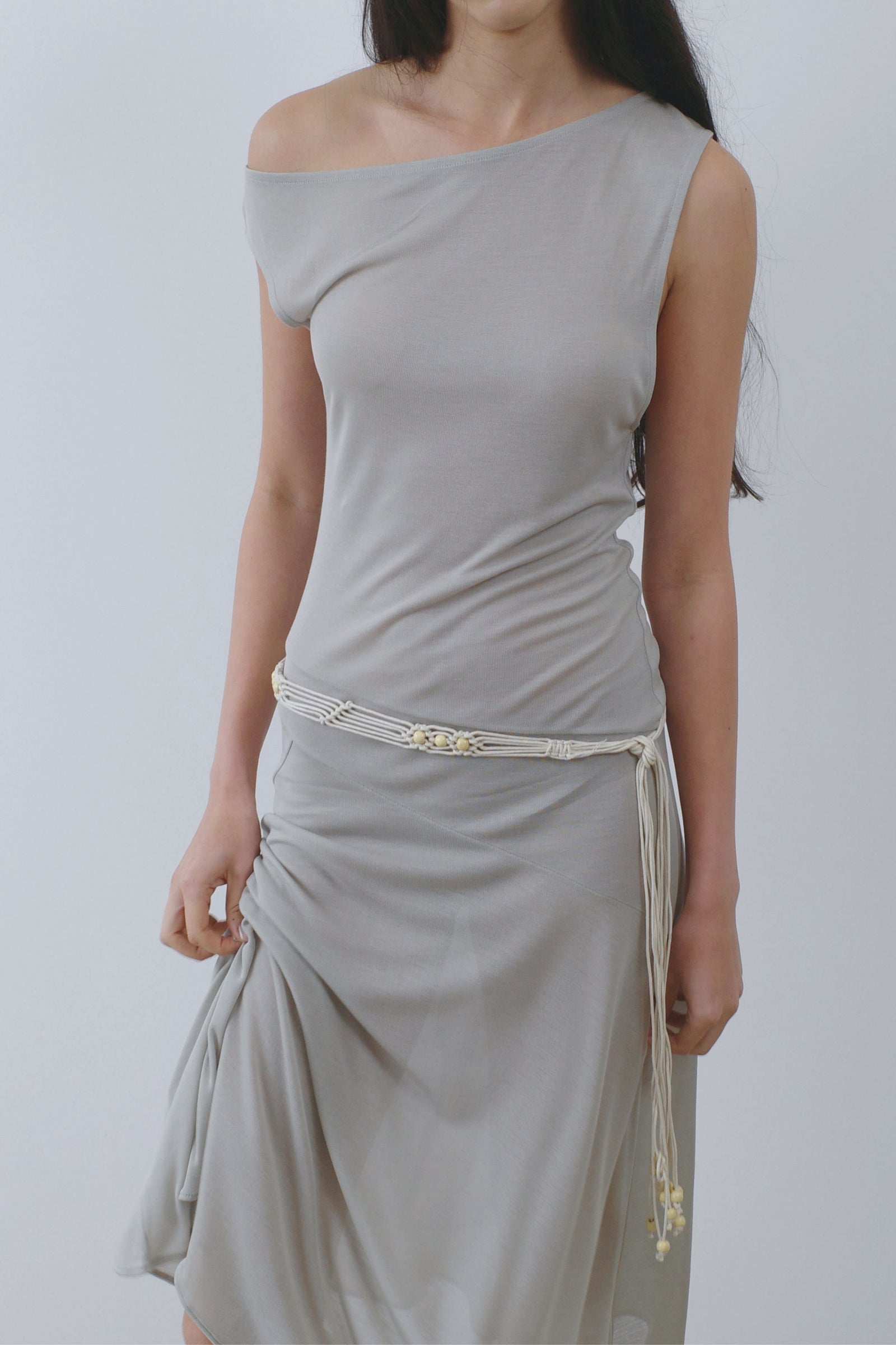Fine Jersey Circle Hem Dress - Soft Ash