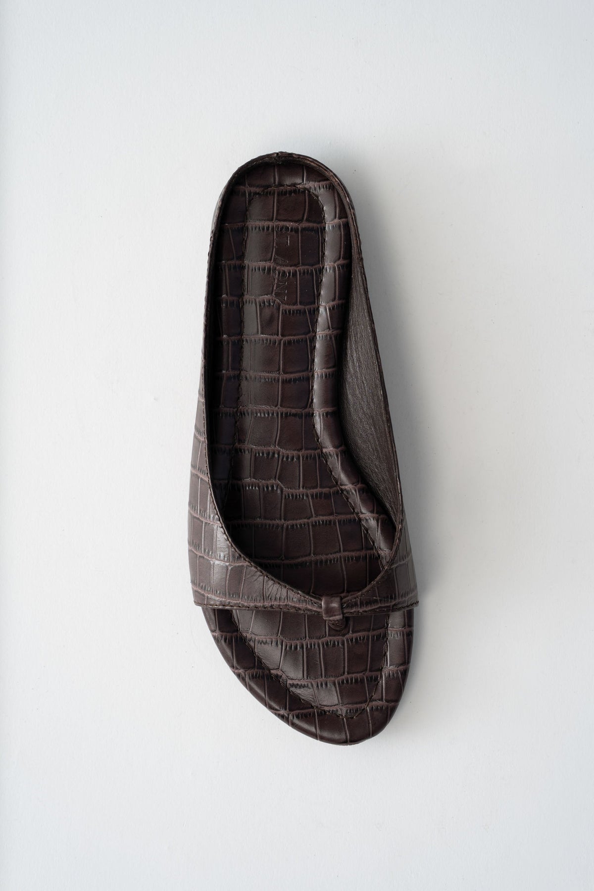 90s Round Toe Ballet Flat - Croc Embossed Coffee