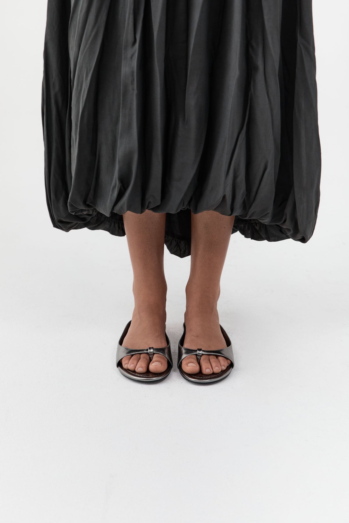 90s Round Toe Ballet Flat - Pewter Metallic