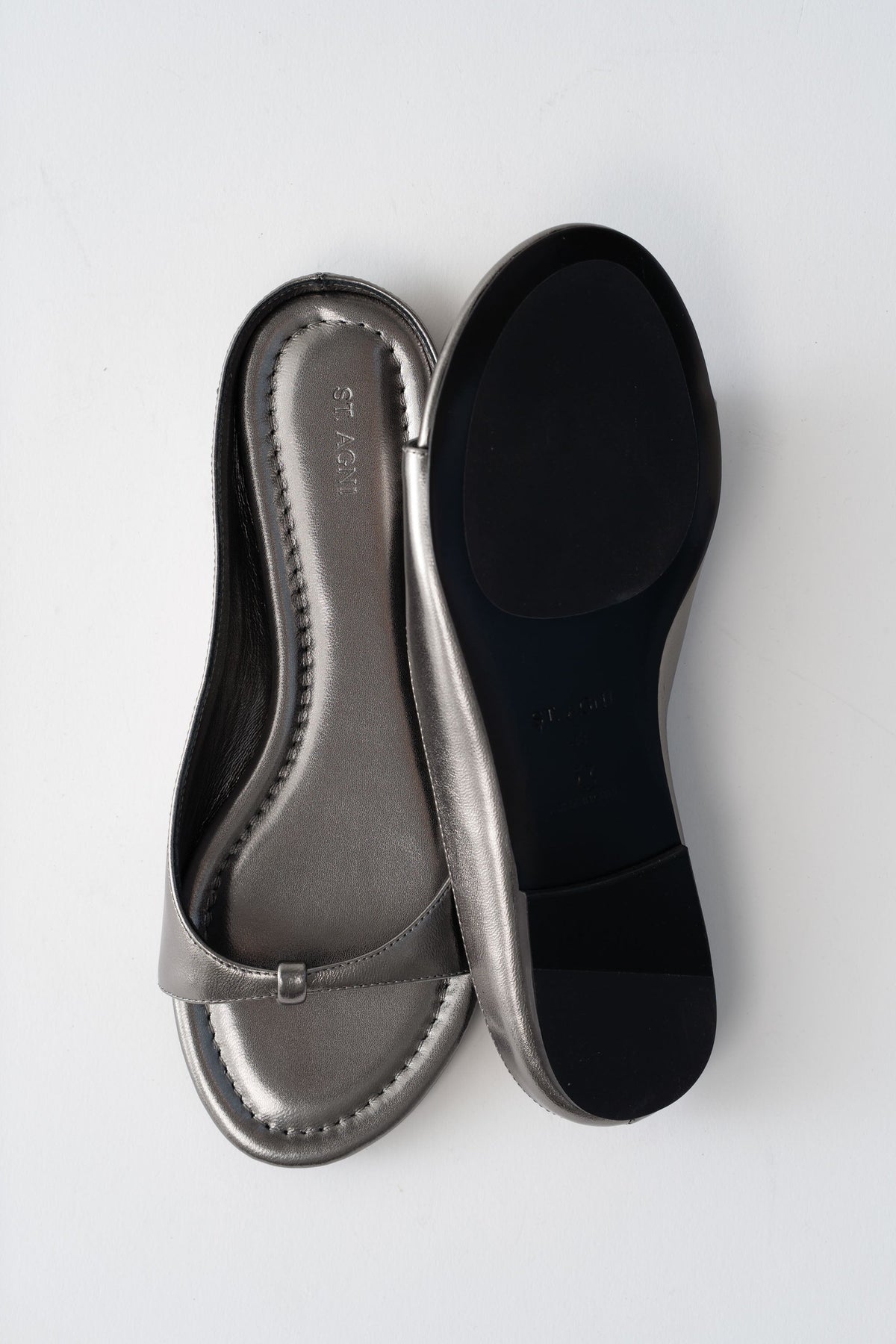 90s Round Toe Ballet Flat - Pewter Metallic
