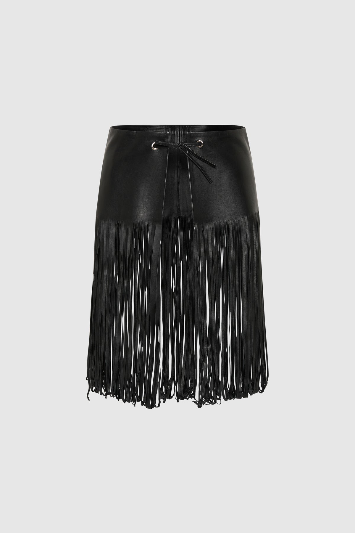 Fringe Belt Skirt - Black