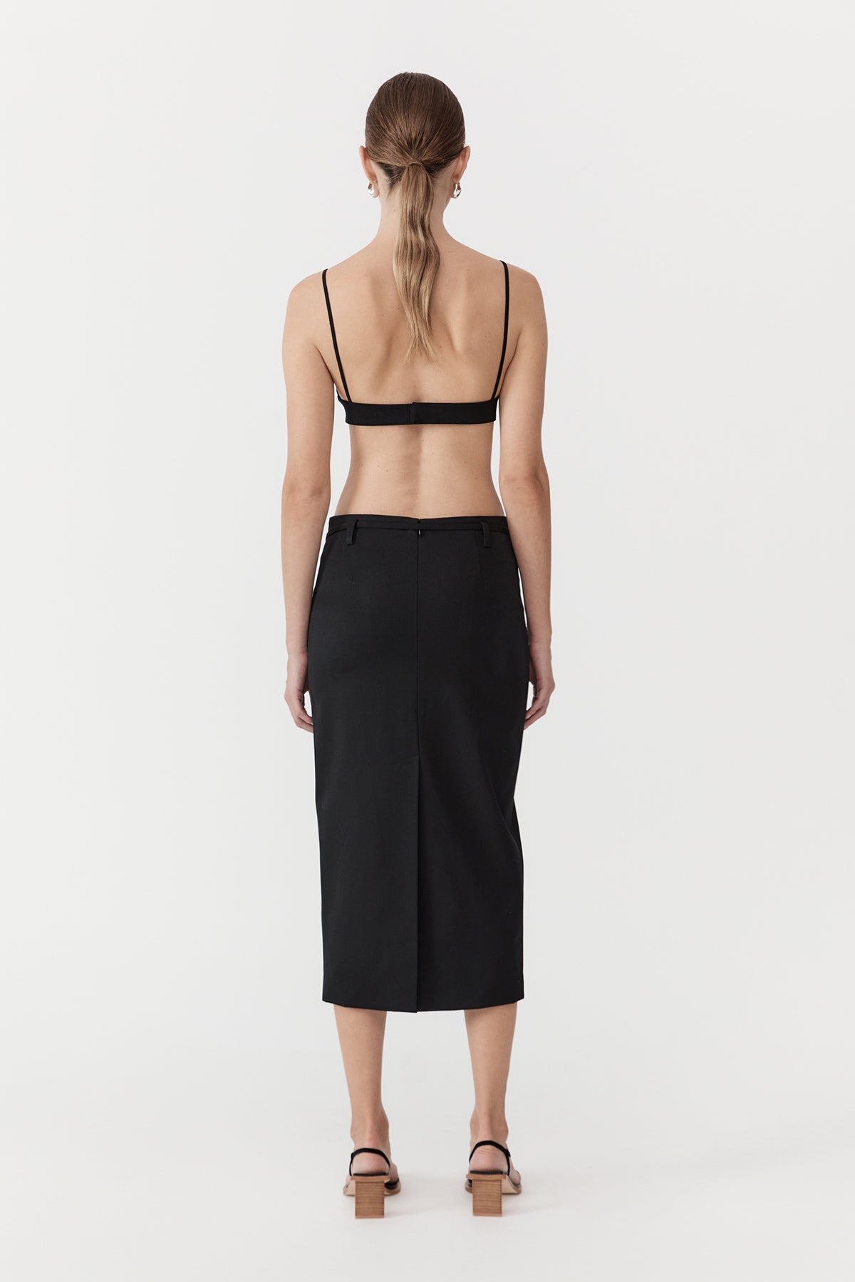 Belted Pencil Skirt - Black