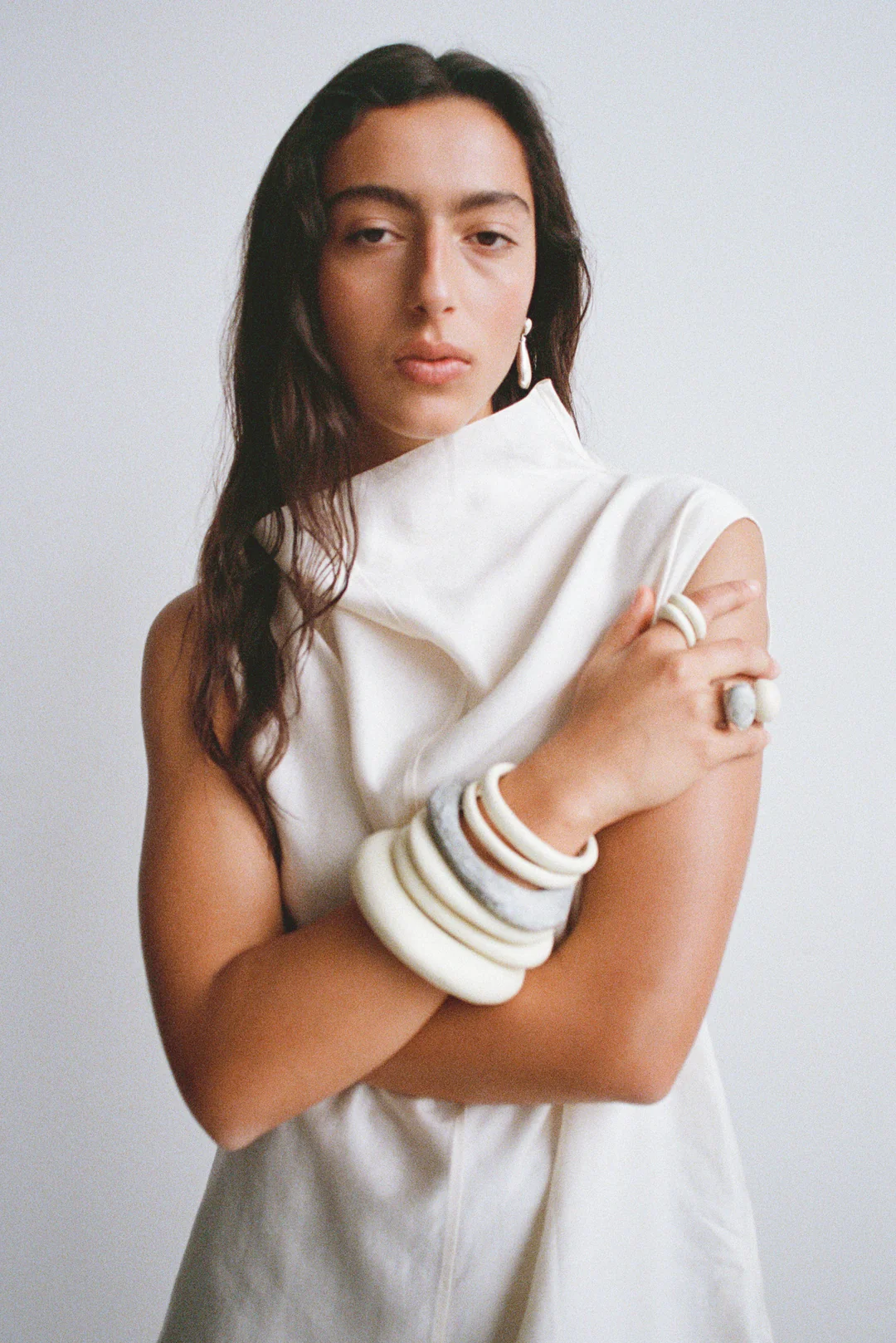 Medium Drift Bangle by Dinosaur Designs - Cream