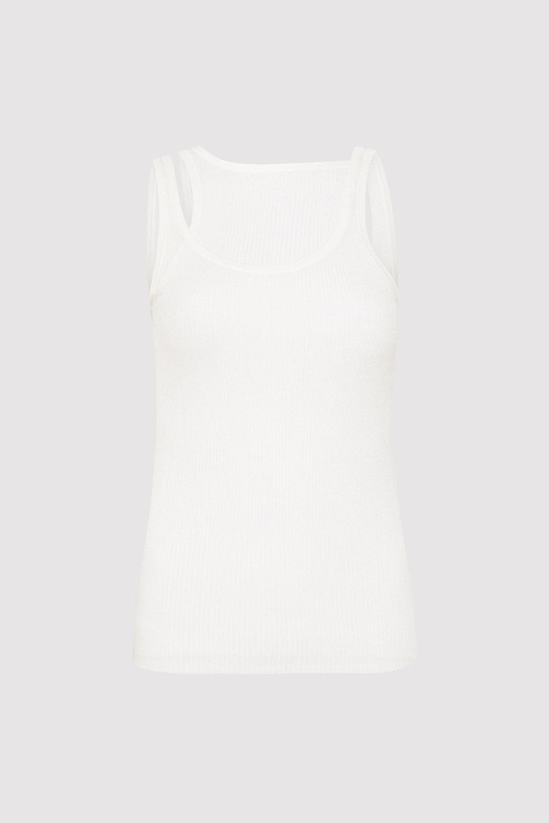 Double Layer Knit Singlet - White