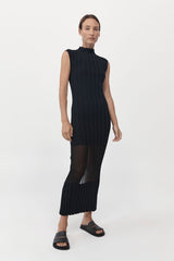 Fine Pleat Knit Dress - Black