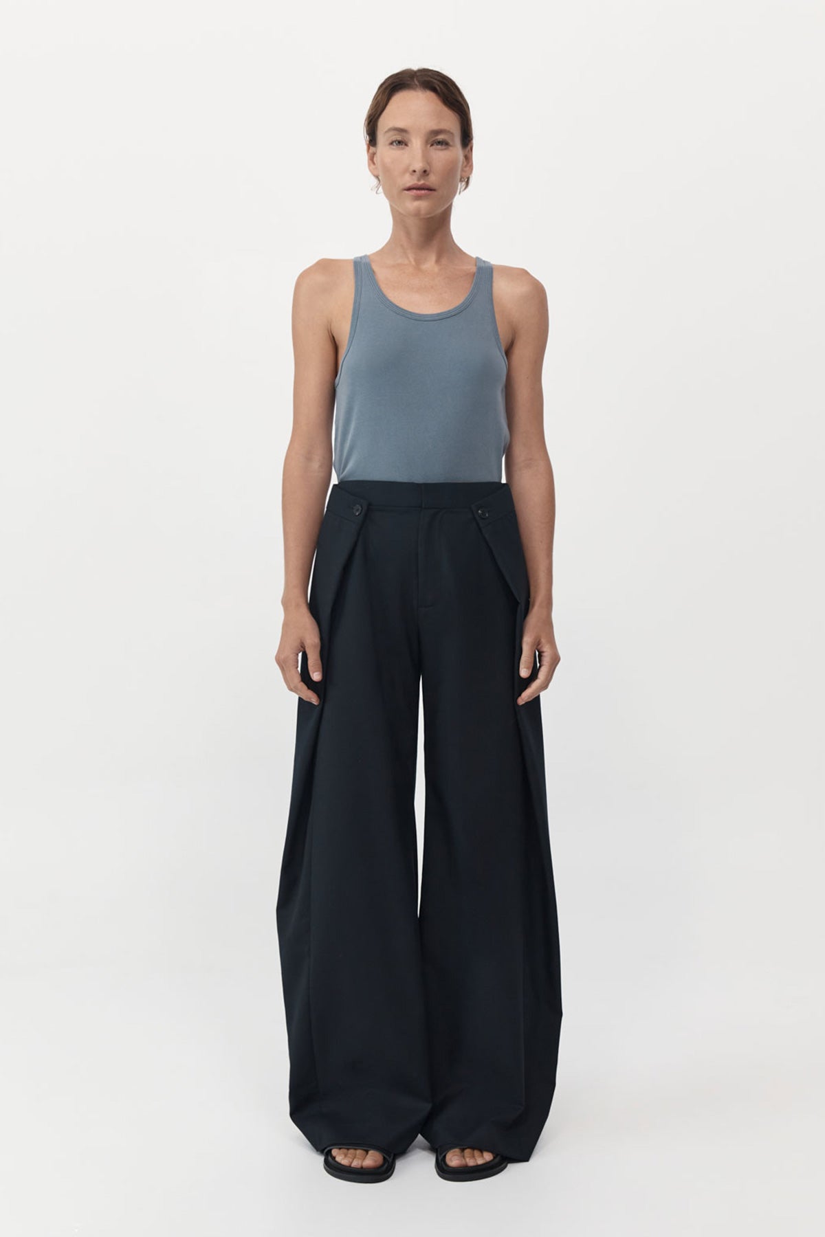 St. Agni | Fold Detail Trousers - Black