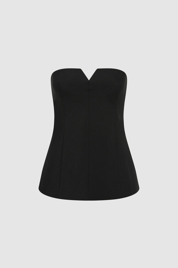 Wool Pinstripe Strapless Bodice - Fine Pinstripe