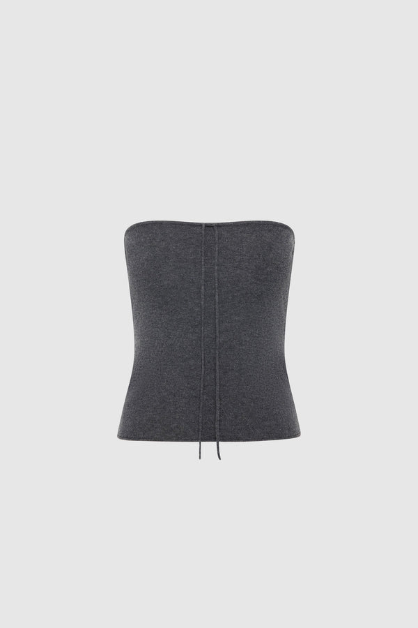 Wool Strapless Top - Iron Melange