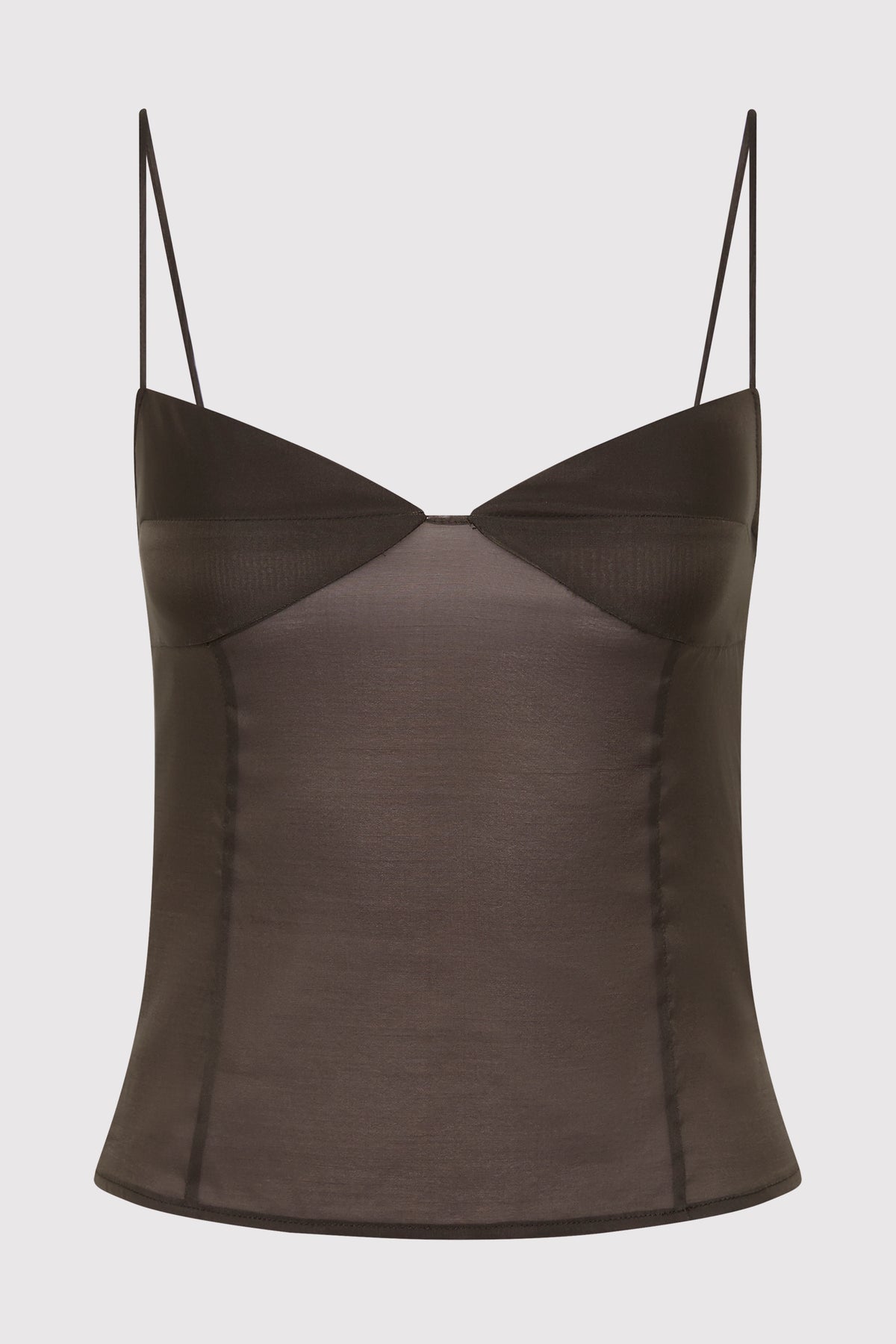 Transparent Silk Cami - Black Olive