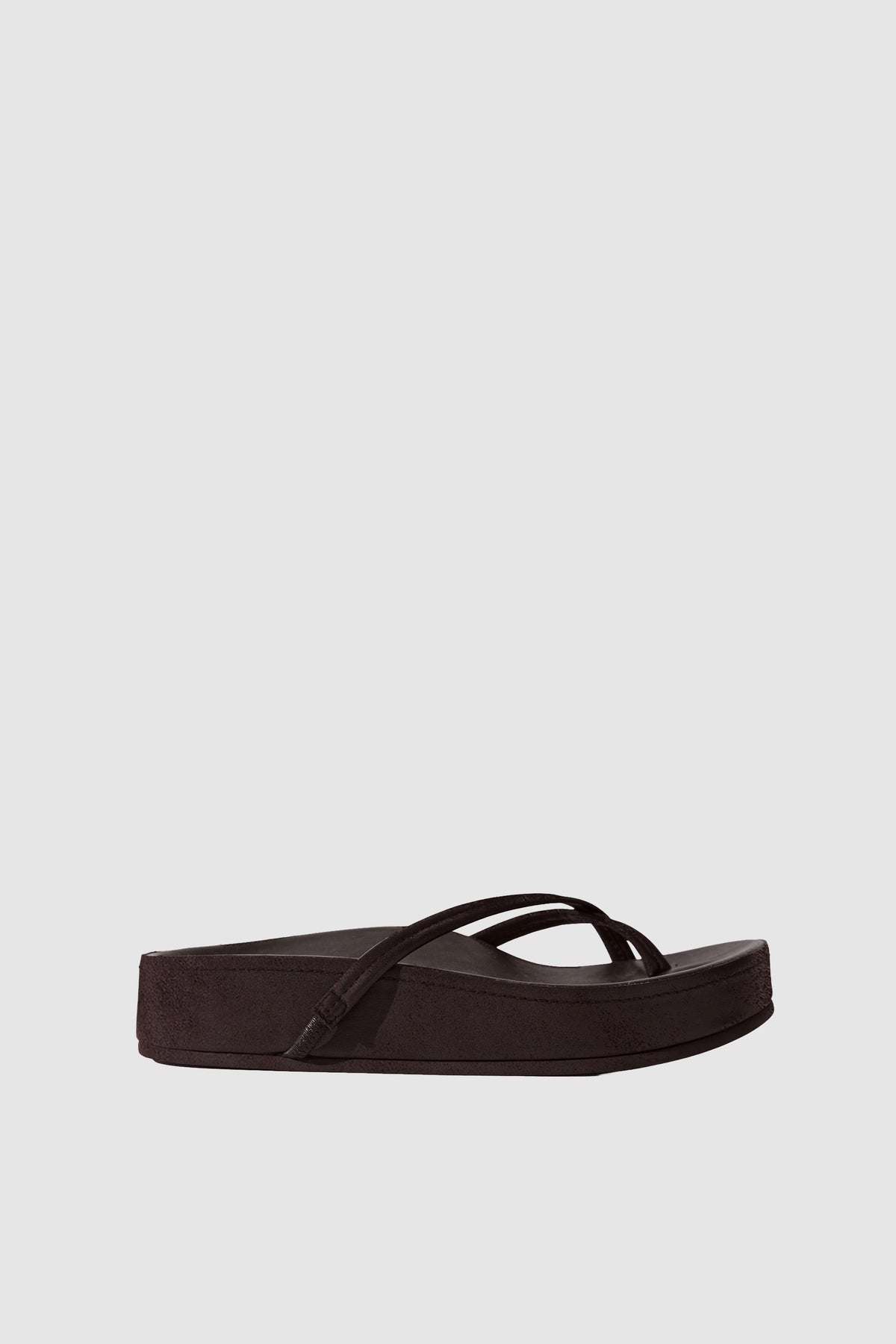 Suede Cross Strap Flatform - Coffee