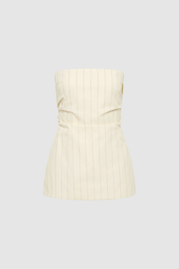 Strapless Tie Back Top - Ecru Stripe