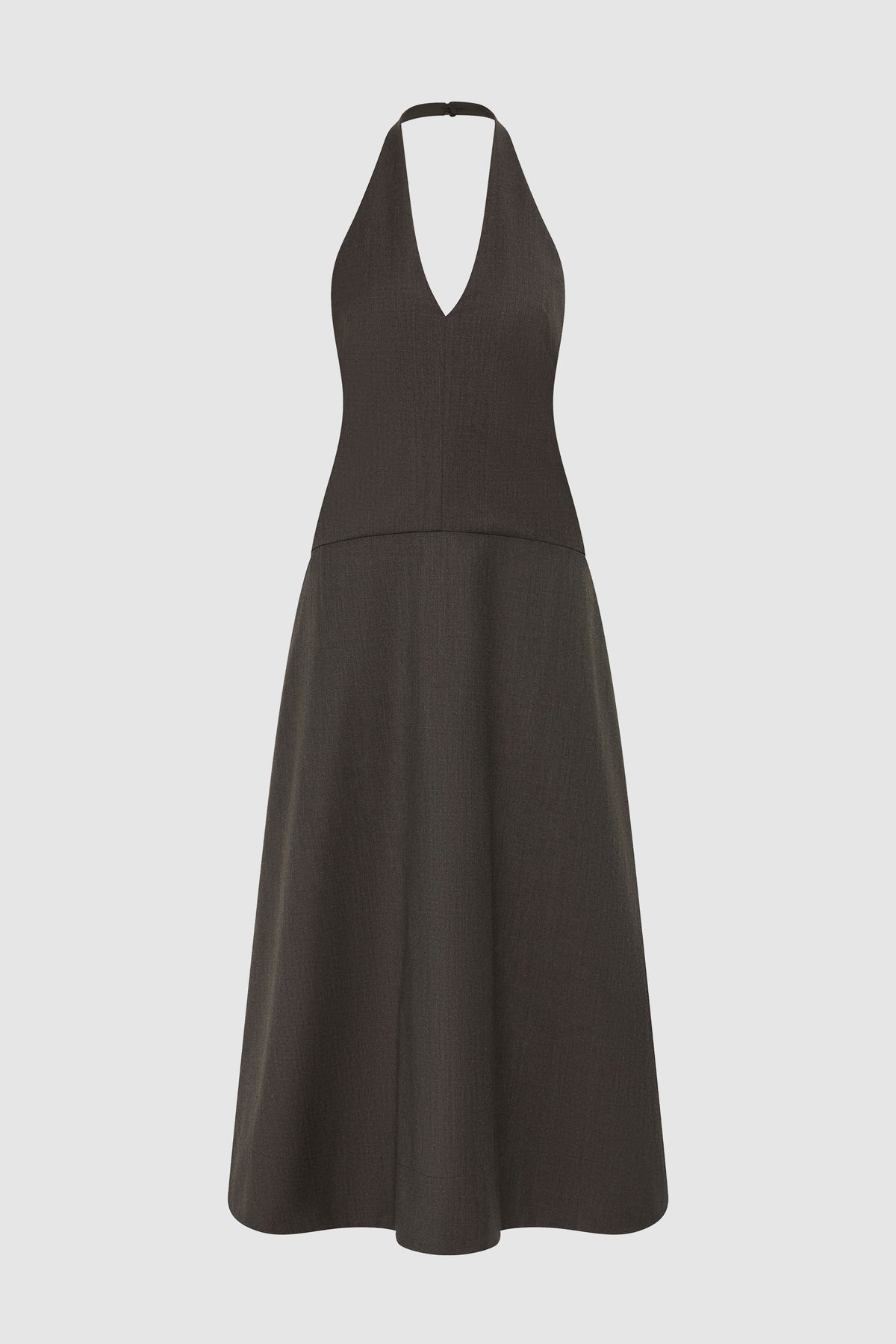 Wool Halter Plunge Dress - Mulch