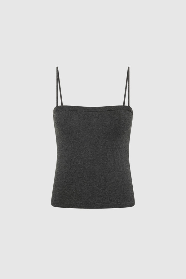 Organic Cotton Square Neck Cami - Charcoal Melange