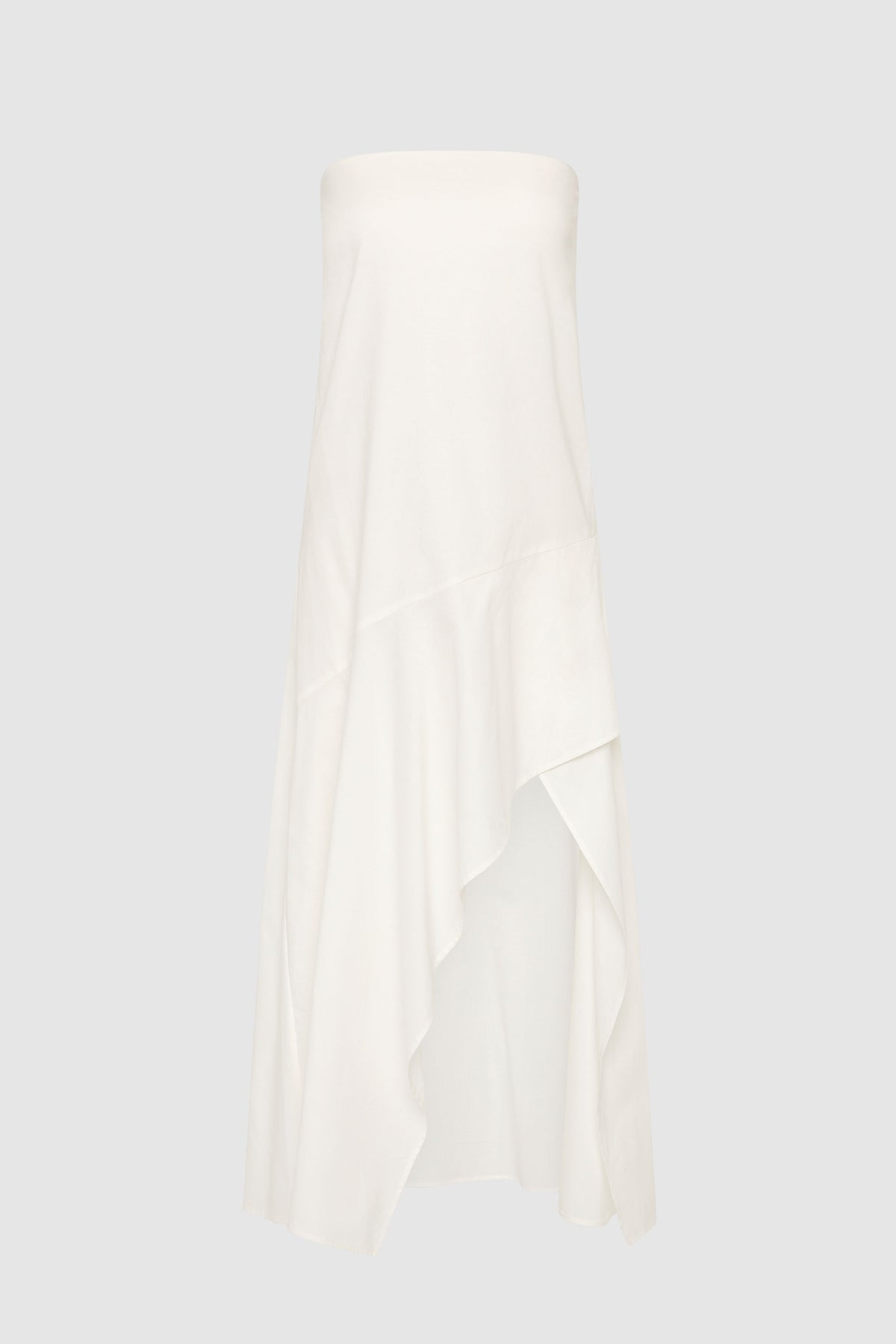 Oxford Strapless Asymm Dress - White