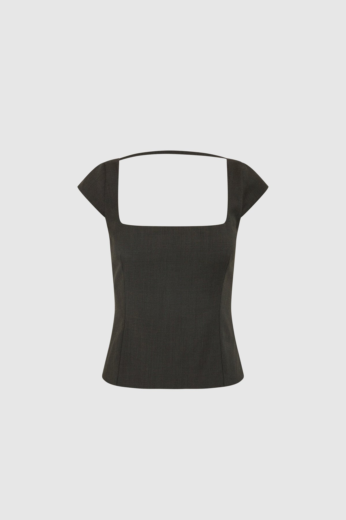 Wool Cap Sleeve Top - Umber