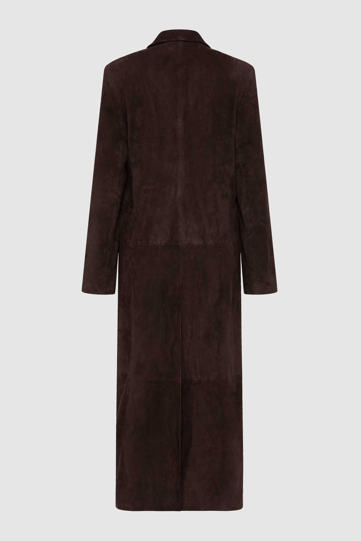Suede Tailored Coat - Coffee