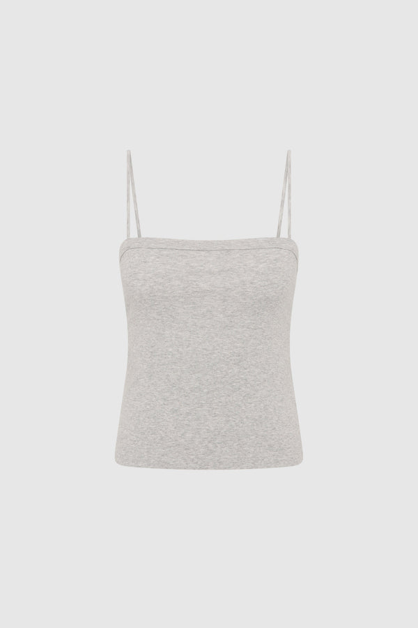 Organic Cotton Square Neck Cami - Grey Marle
