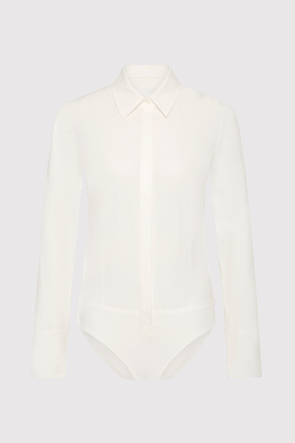 Classic Shirt Bodysuit - White