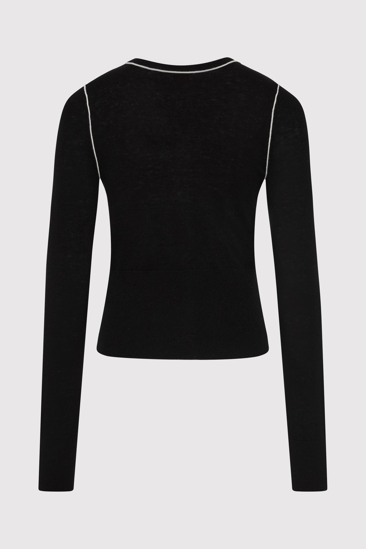 Wool Fine Line Cardigan - Black / Off White