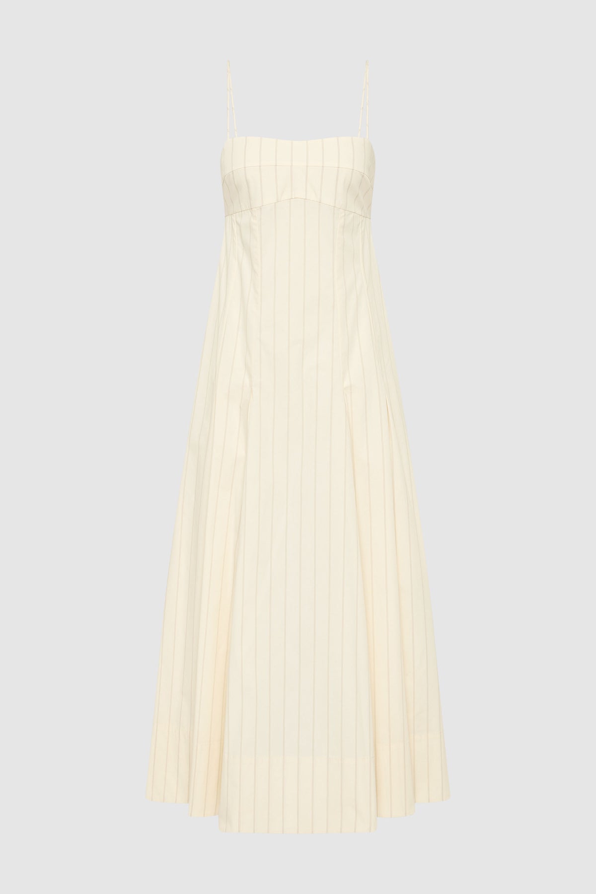 Everyday Cotton Pleat Dress - Ecru Stripe