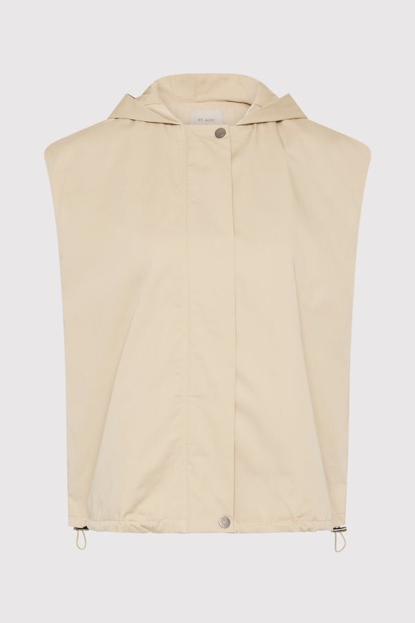 Cotton Sleeveless Parka - Champagne
